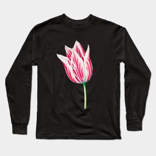 Red and White Dutch Tulip Watercolor Long Sleeve T-Shirt